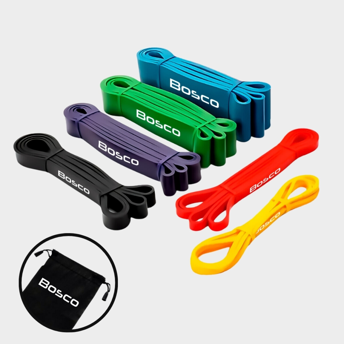 Set 6 Bandas Elasticas Resistencia Bosco Latex Bolsa 1.50cm - Multicolor 