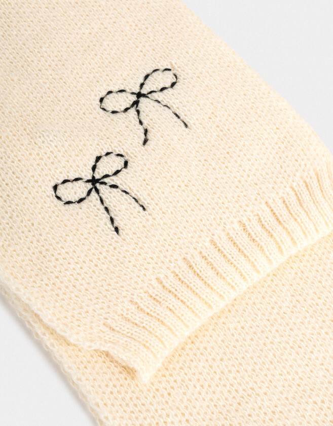 Bufandas y Chalinas Infantiles Bufanda Infantil Con Moñitos - Blanco Crudo