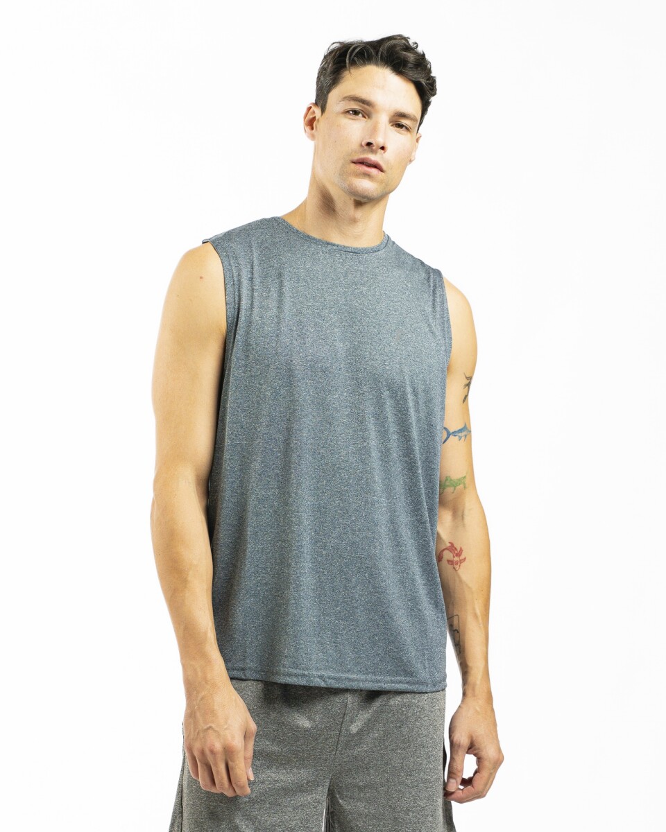 Musculosa Deportiva Overlock - Marino Melange 