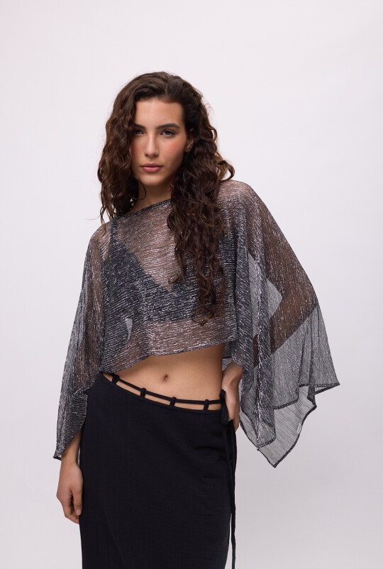 Poncho Sevilla Negro y Plata