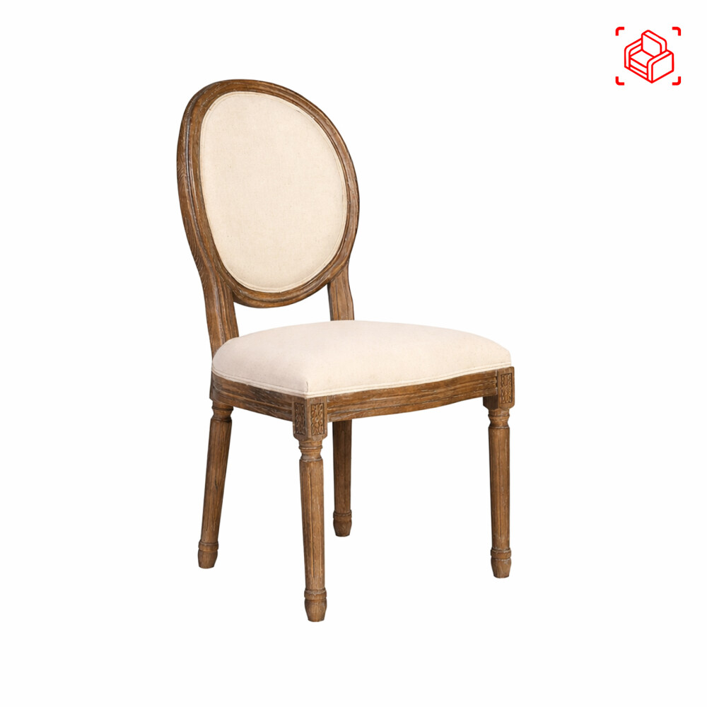 SILLA DE COMEDOR MADERA NATURAL-BEIGE ESTILO LUIS XV