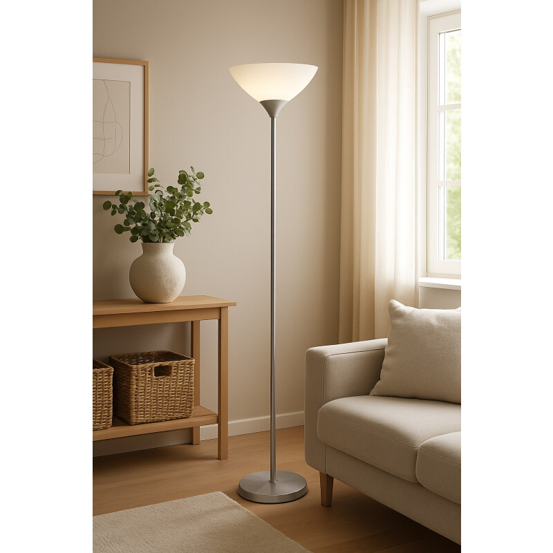 Lampara De Pie Moderna Minimalista Quebec Led Gris