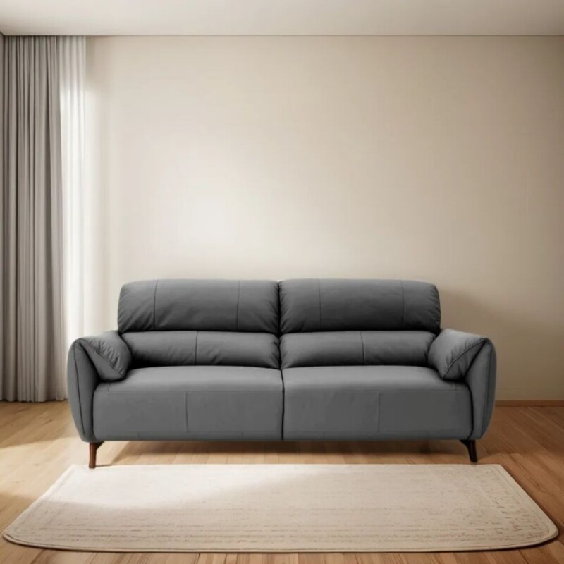 Sofa Puerto 3 cuerpos - Tapizado en cuero vacuno - Color gris cemento Sofa Puerto 3 cuerpos - Tapizado en cuero vacuno - Color gris cemento