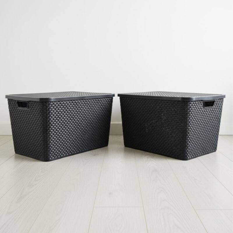 Set x2 Caja ratán 40 lts NEGRO