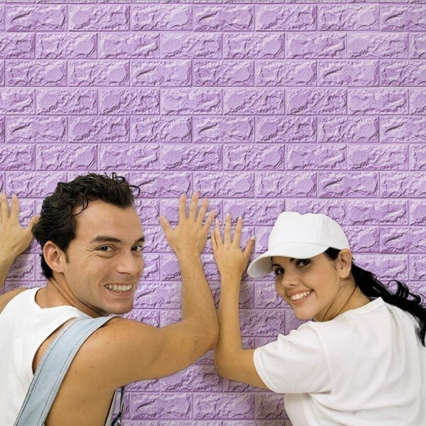 Revestimiento Pared Adhesivo Facil Colocacion Piedra 70x77cm Variante Color Violeta