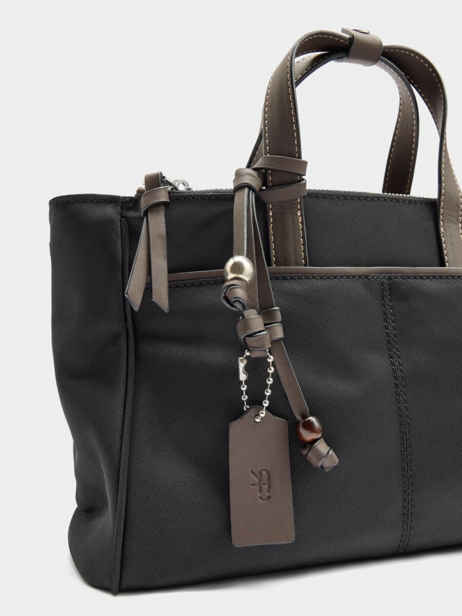Bolso Tote De Nylon Con Bandolera negro