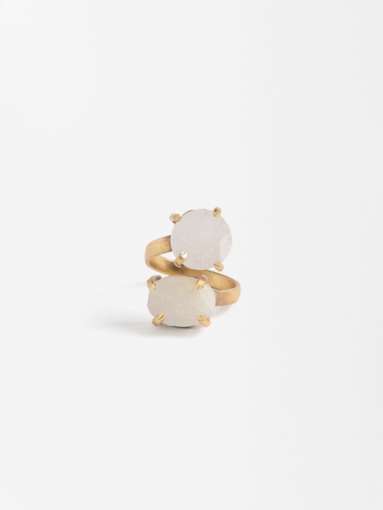 Anillo Cruzado Con Piedras rosa