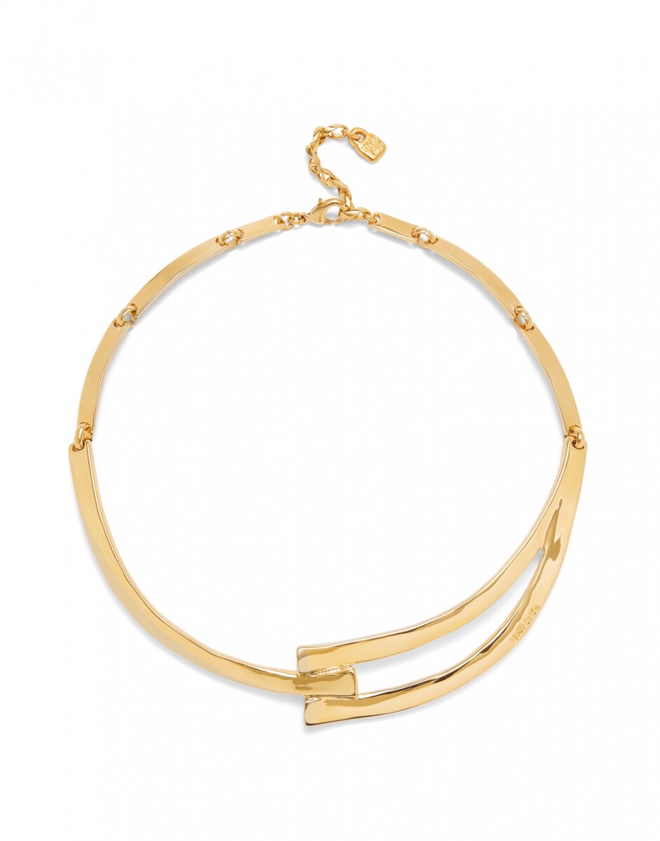 COLLAR RIGIDO DE ALEACIÓN DE METALES BAÑADA EN ORO DE 18K - Colgante 