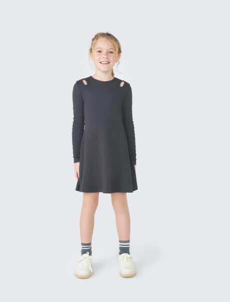 VESTIDO INFANTIL REGULAR GRIS OSCURO