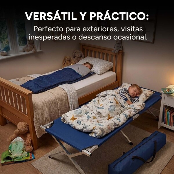 Cama Catre Plegable Camping Playa Aire Libre Aluminio 190 Cm Color Azul