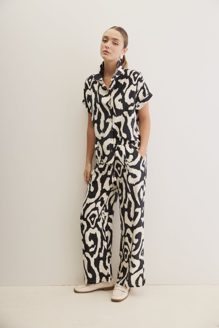 PANTALÓN SALOME PRINTED Negro/Blanco
