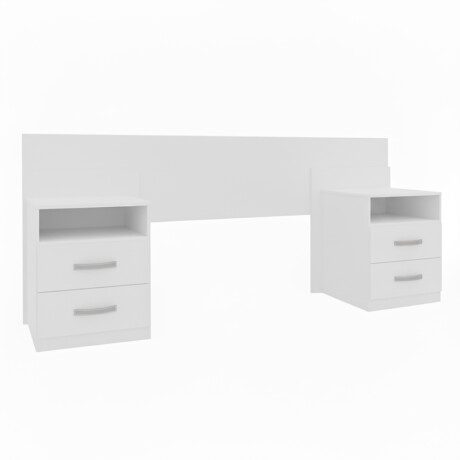 RESPALDO CABECERA CON 2 MESAS DE LUZ DE 2 CAJONES BLANCO