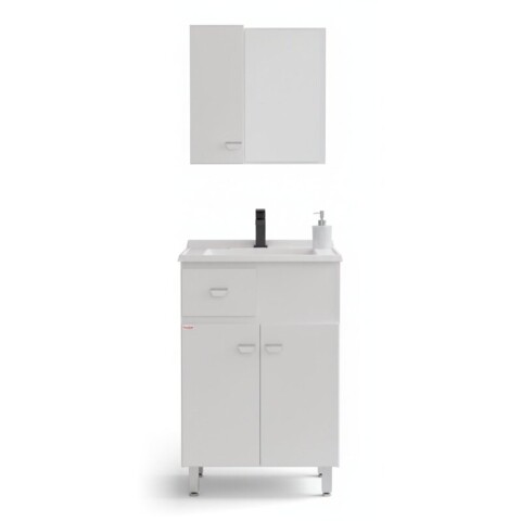 Mueble de Baño de Pie POP (56cm) | Set Blanco con Espejo y Lavatorio Mueble de Baño de Pie POP (56cm) | Set Blanco con Espejo y Lavatorio