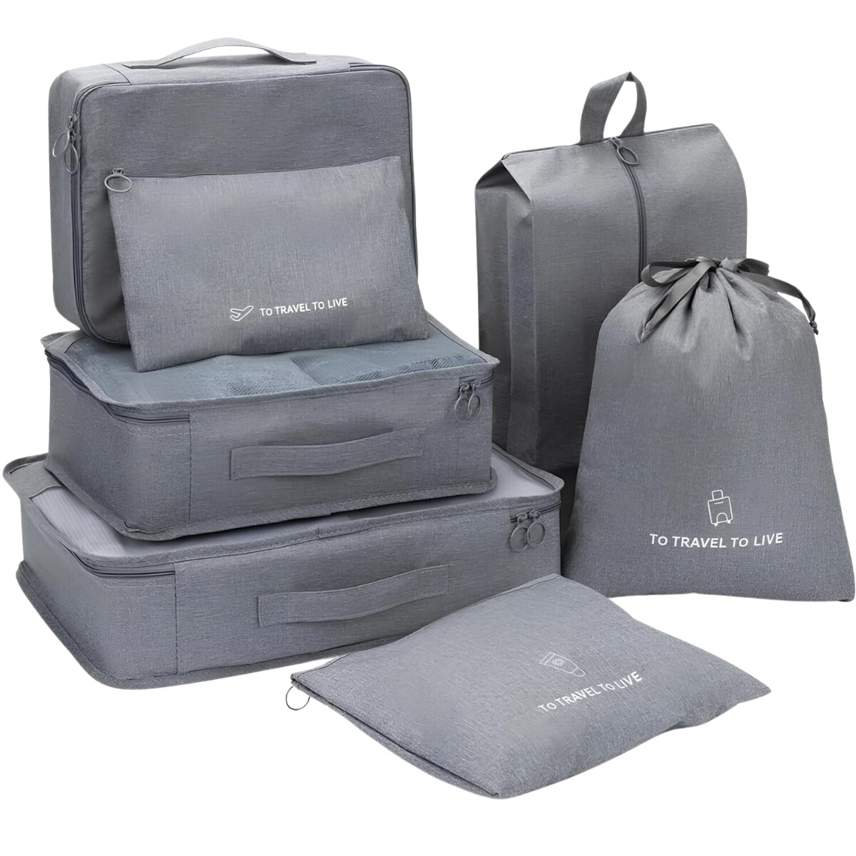 Organizadores para valija Set x7 TO TRAVEL TO LIVE - Gris 