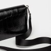 Bandolera Menorca En Cuero Grabado Croco Negro