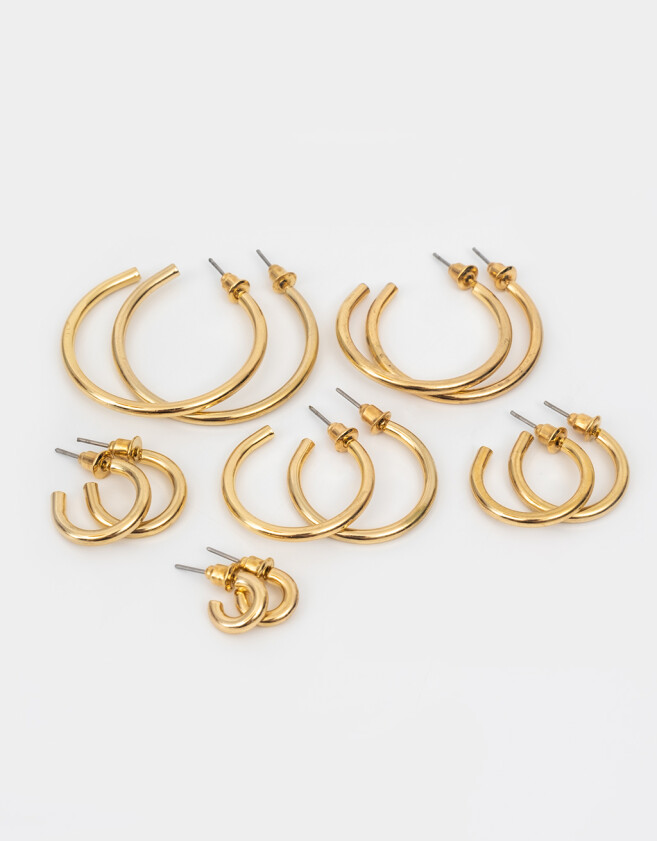 Aros Argollas Set De metal Set De 6 Pares De Argollas - Dorado