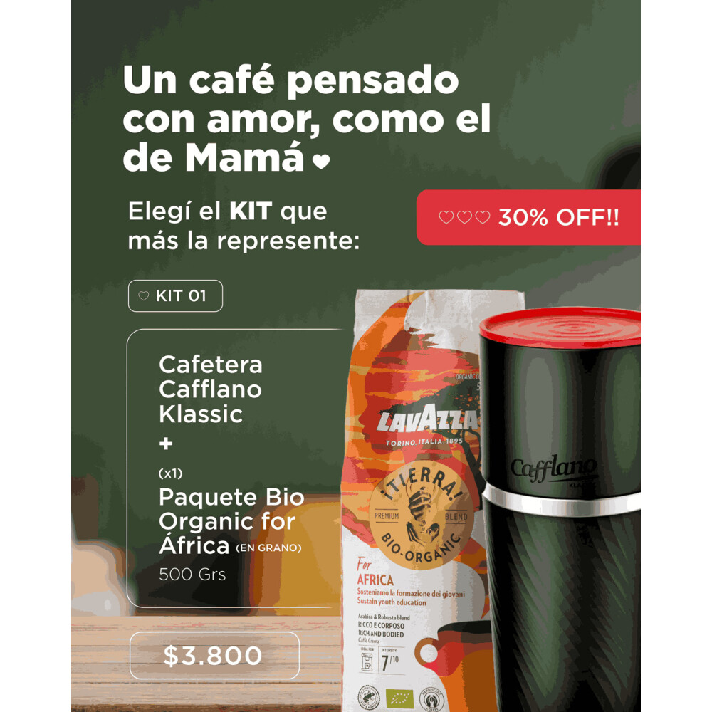 Cafetera cafflano Klassic + grano Organic África 500 gr. Cafetera cafflano Klassic + grano Organic África 500 gr.