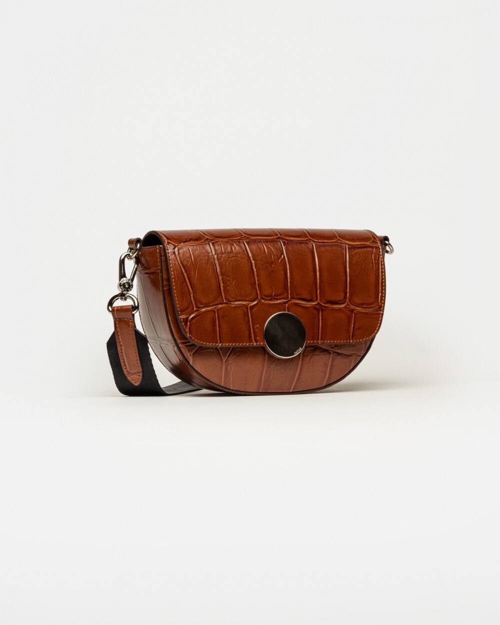 Bandolera The Circle en cuero croco Cuoio