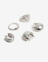 Bijouterie Set Metal Set De Aros Y Anillos - Plateado Rodio