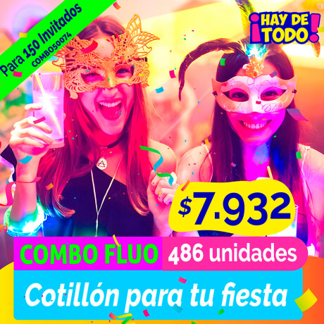 Combo Cotillon Fluo Luminoso 150 Invitados - 486 Articulos Combo Cotillon Fluo Luminoso 150 Invitados - 486 Articulos