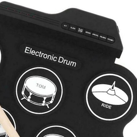 Batería Electrónica Niños Completa + Palos Tendencia Negro
