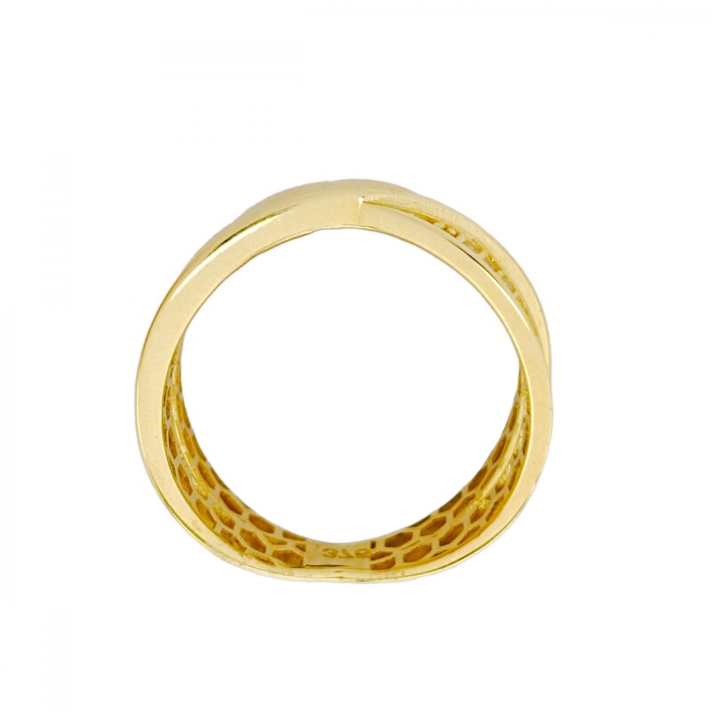Anillo Cruzado Brillante -Oro bajo-Piedra Zirconia-AN8231 conpiedra