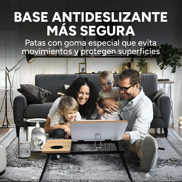 Mesa De Cama Reclinable Para Laptop Plegable Con Posa Vaso Color Marrón Claro