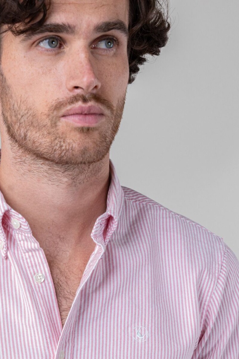 Camisa Oxford El Ganso Raya Yale Rojo