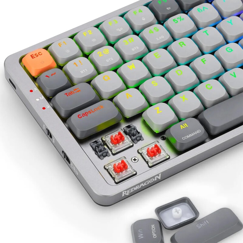 Teclado Gamer Inalambrico Redragon Azure K652 RGB Gray Teclado Gamer Inalambrico Redragon Azure K652 RGB Gray