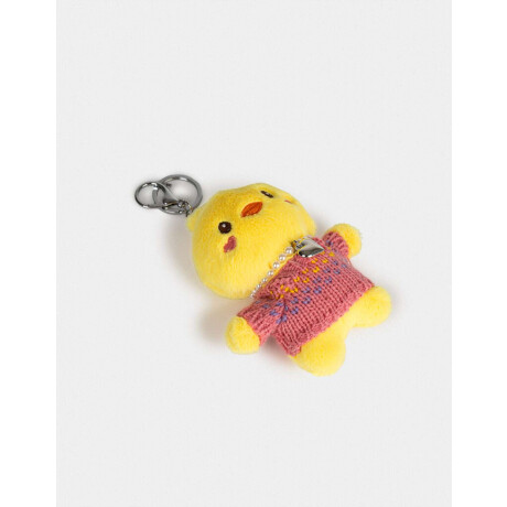 Llavero Y Charm De Peluche De Pollito Amarillo Claro