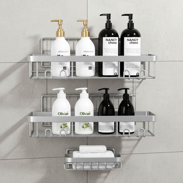 Set de 3 Estante Organizador Accesorio Baño Ducha Jabonera Adhesivo Imback Color Plateado Set de 3 Estante Organizador Accesorio Baño Ducha Jabonera Adhesivo Imback Color Plateado
