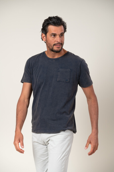 T-Shirt Pigment dye con bolsillo Azul Marino
