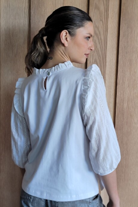 Blusa Rosa Broderie blanco