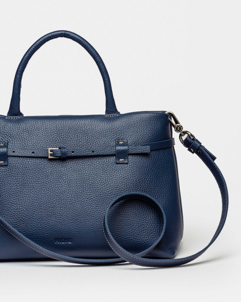 Cartera de mano Bay en cuero graneado Marine Blue
