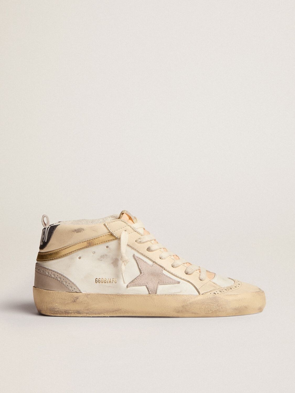 Golden Goose-Botines de cuero acordonados, Mid Star Blanco