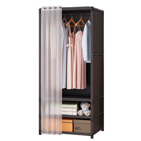 Armario Organizador Metal y Tela Perchero 2 Estantes 71cm 001