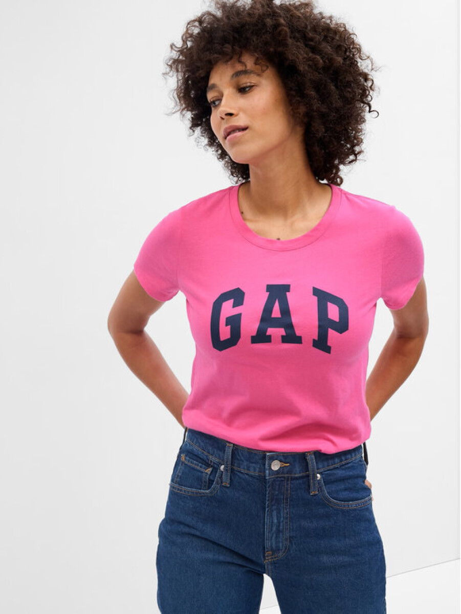 Remera Logo Gap Manga Corta Mujer - Standout Pink 
