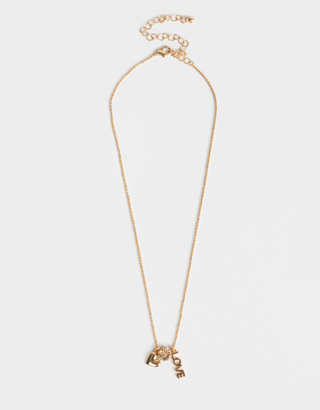 Collares Cortos Collar Corto Multidijes Bañado En Oro - Dorado