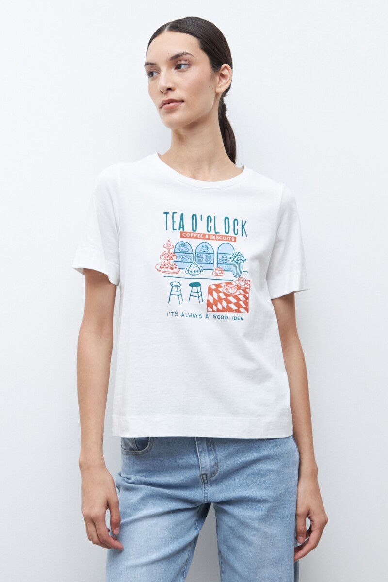 Remera estampa Tea O'clock blanco