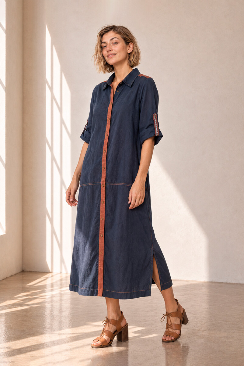 VESTIDO CHEMISE - AZUL 