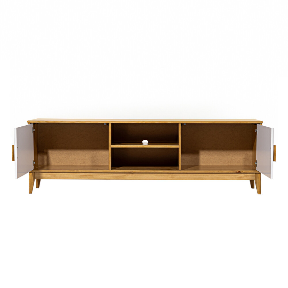 Rack para tv - Madera maciza - 2 Puertas Blanco