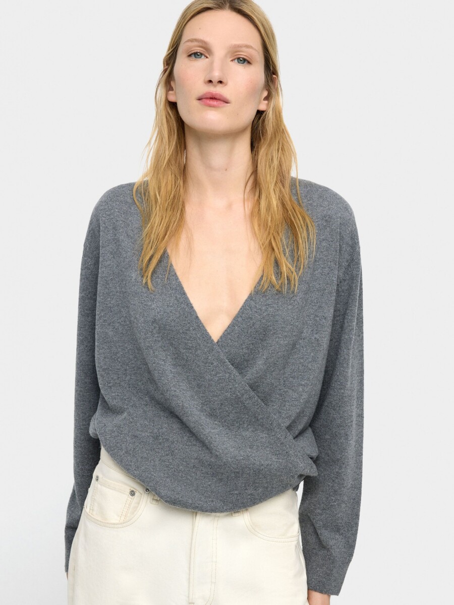 Jersey De Punto Cruzado gris