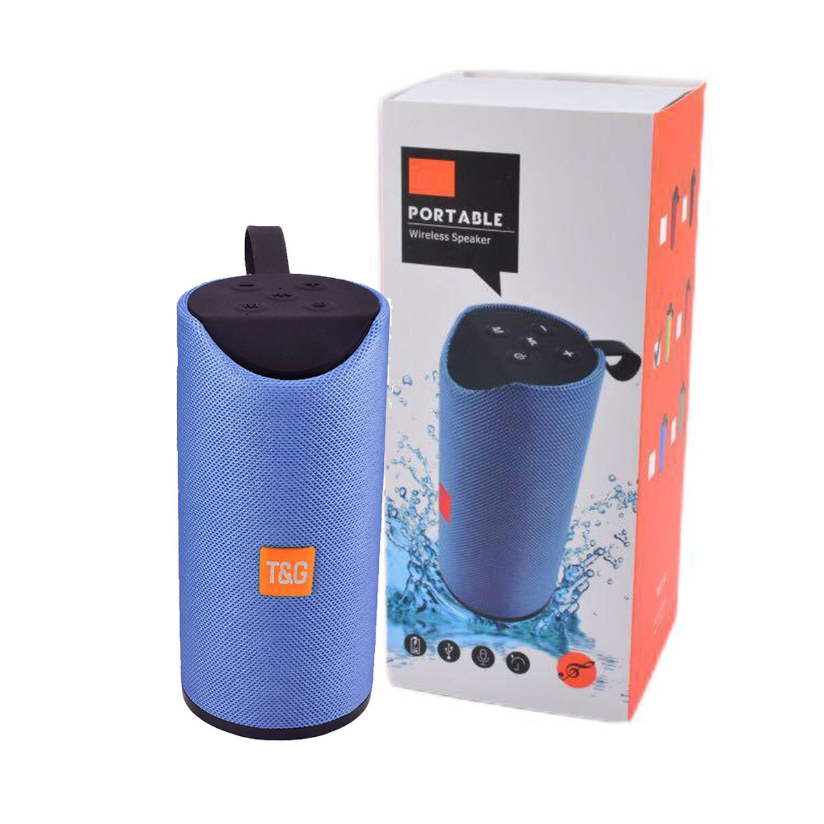 Parlante portátil bluetooth TG113 cilindro tipo flip AZUL 