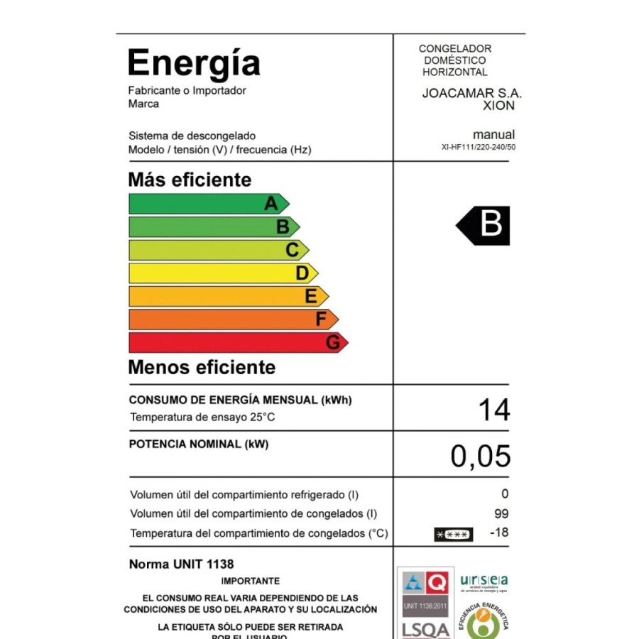 Freezer horizontal 100 litros XION XI-HF111-CU Freezer horizontal 100 litros XION XI-HF111-CU