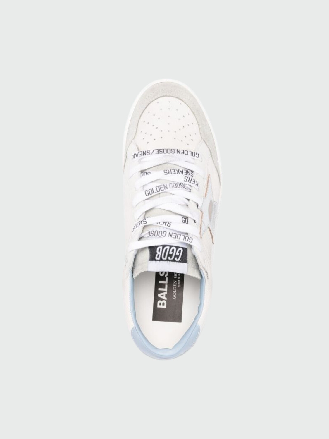 Golden Goose - Championes de cuero acordonados, Ball star Blanco
