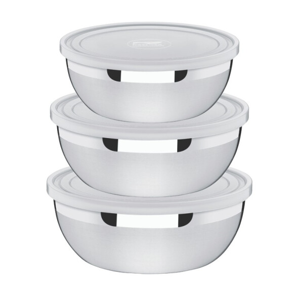 Juego de 3 bowl redondos con tapa, modelo FREEZINOX -TRAMONTINA TF0280