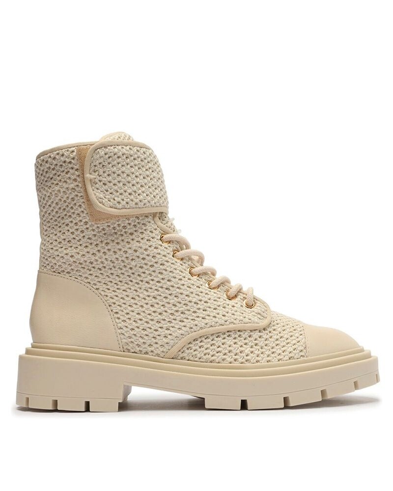 Bota Acordonada Casual Beige U