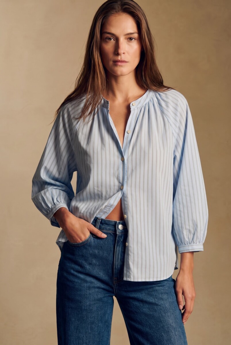Blusa A Rayas - Celeste 