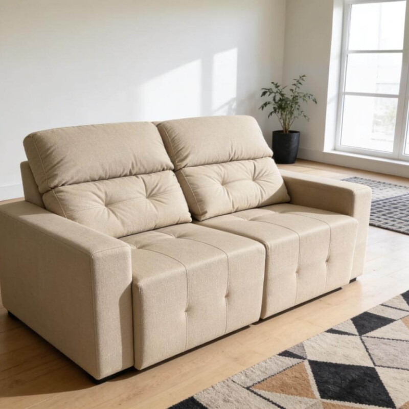 Sillón 2127 Reclinable | Eucalipto Certificado CARB | Asiento Retráctil Pillow Top + Espuma D28 2.00 / Beige