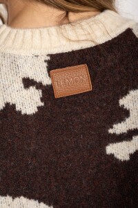 Sweater Animal Print Vaca Combinado Marrón